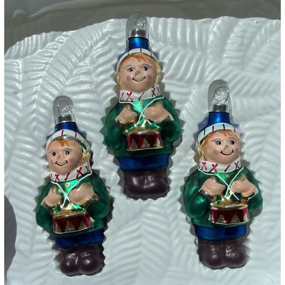 Vintage Christmas Trimmeries  glass ornaments Hand Decorated Drummer Boy - Picture 1 of 10